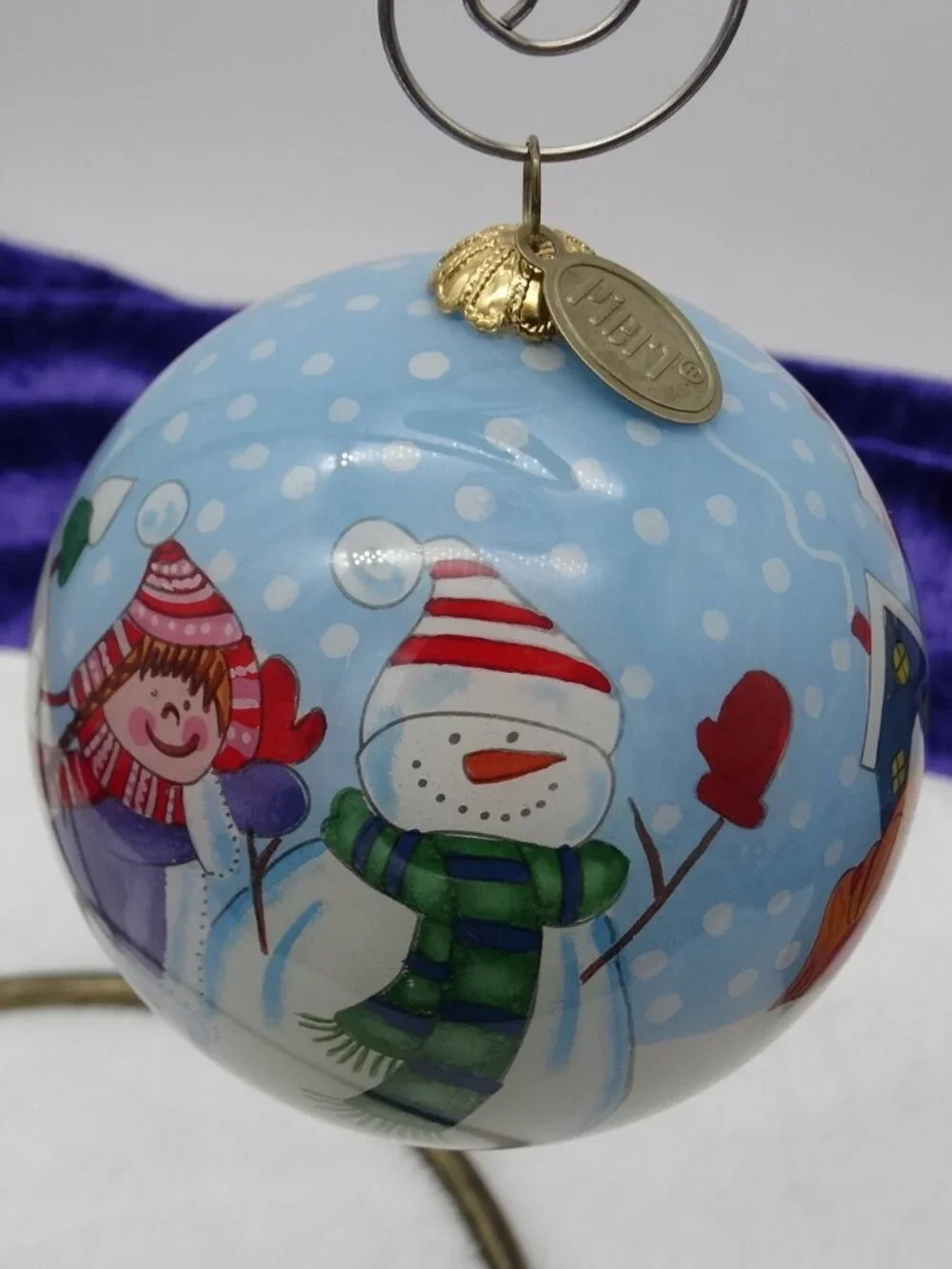 Pier 1 Snowman and Kids Li Bien Christmas Ornament 2015 with Box